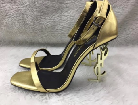 Sandália Salto YSL Opyum Dourada Italiana