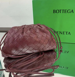 Bolsa Bottega Veneta Mini Pouch Intrecciato Vinho Italiana