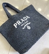 Bolsa Prada Tote Ráfia Palha Preta Italiana