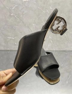 Sandália Salto Interlocking Gucci Preta Italiana - comprar online