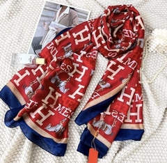 Lenço Hermès Vermelho e Azul Italiana
