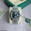 Relógio Rolex 36mm Prata com Fundo Preto Italiana