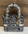Bolsa Lady Dior D-Lite Média Toile de Jouy Reverse Azul Italiana