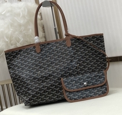 Bolsa Goyard St Louis Preto Com Alça Caramelo Grande Italiana