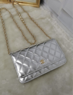 Bolsa Woc Prata Lambskin Italiana