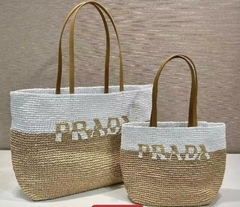 Bolsa Prada Ráfia Palha Média E Pequena Italiana