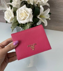 Carteira Prada de Couro Saffiano Pink Pequena Italiana