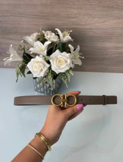 Cinto Ferragamo Feminino Cinza Italiana