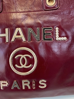 Bolsa Chanel Deauville Grande Couro Vinho Italiana na internet