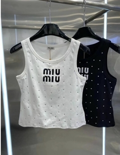 Regata Cropped Miu Miu com Strass Italiana