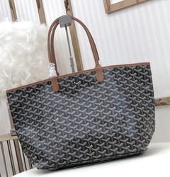 Bolsa Goyard St Louis Preto Com Alça Caramelo Grande Italiana - Romaly Grifes Bolsas