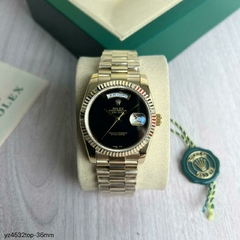 Relógio Rolex 36mm Dourado com Fundo Preto Italiana