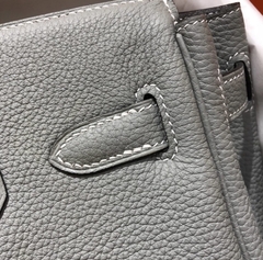 Bolsa Hermes Birkin 25 Cinza Azulado italiana - Romaly Grifes Bolsas