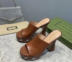 Tamanco Salto Gucci Marrom Italiana