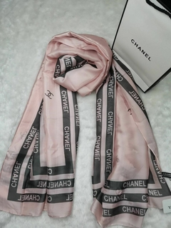 Lenço Chanel Rosa e Cinza Italiana
