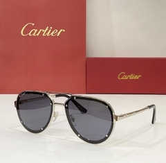 Óculos de Sol Santos de Cartier Cinza e Prata Italiana