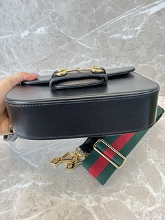 Bolsa Gucci Horsebit 1955 Mini Preta Italiana