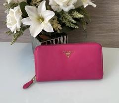Carteira Prada de Couro Saffiano Pink Italiana