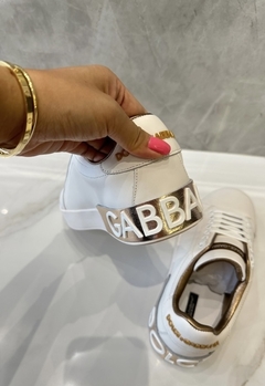 Tênis Dolce & Gabbana Portofino Branco E Dourado Italiana - loja online