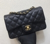 Bolsa Chanel 2.55 Clássica Mini Caviar Preta com Dourado Italiana