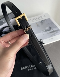 Cinto YSL Fino Preto Italiana
