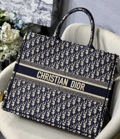 Bolsa Dior Book Tote Oblique Azul Italiana
