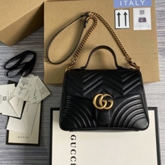 Bolsa Gucci Marmont Top Handle Preta Média Italiana