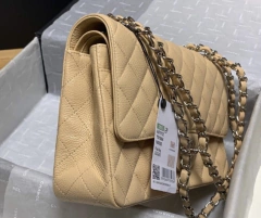 Bolsa Chanel 2.55 Clássica Caviar Bege com Prata Italiana na internet
