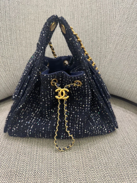 Bolsa Chanel 25 Pequena Tweed Azul Italiana - comprar online