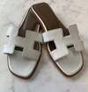 Flat Rasteira Hermes Branca Italiana