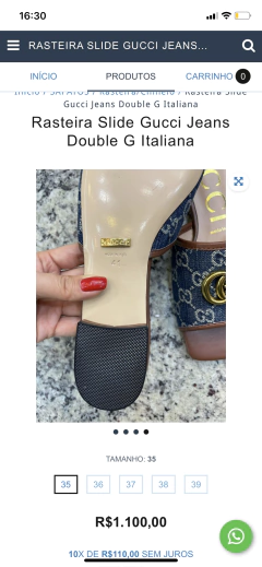 Rasteira Slide Gucci Jeans Double G Italiana na internet