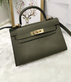 Bolsa Hermes Kelly Mini 20 Verde Militar Italiana