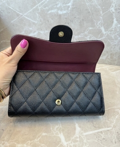 Carteira Chanel Couro Caviar Preto Italiana - comprar online