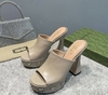 Tamanco Salto Gucci Bege Italiana