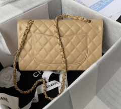 Imagem do Bolsa Chanel 2.55 Clássica Caviar Bege com Dourado Italiana