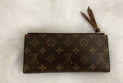 Carteira Louis Vuitton Adele Zíper Duplo Marrom Italiana na internet