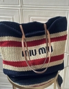 Bolsa Miu Miu Ráfia Palha Italiana