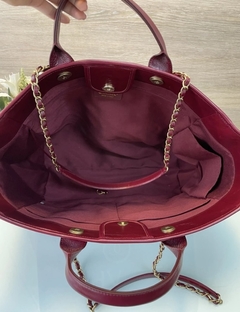 Bolsa Chanel Deauville Grande Couro Vinho Italiana - loja online