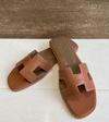 Rasteira Flat Hermes Caramelo italiana