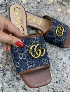 Rasteira Slide Gucci Jeans Double G Italiana - comprar online