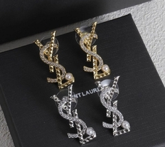 Brinco YSL Dourado e Prata com Strass Italiana