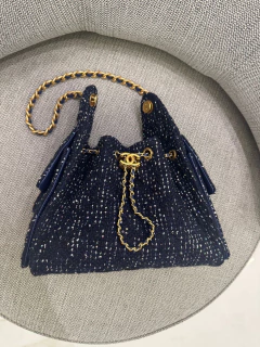 Bolsa Chanel 25 Pequena Tweed Azul Italiana - loja online