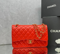 Bolsa Chanel 2.55 Clássica Jumbo Lambskin Vermelha Italiana
