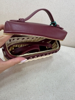Bolsa Loro Piana Mini Vime E Couro Vinho Italiana - Romaly Grifes Bolsas