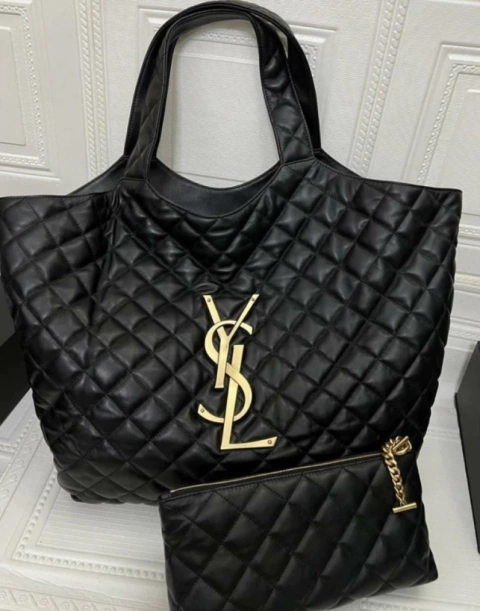 Bolsa YSL Icare Maxi Preta Italiana - comprar online
