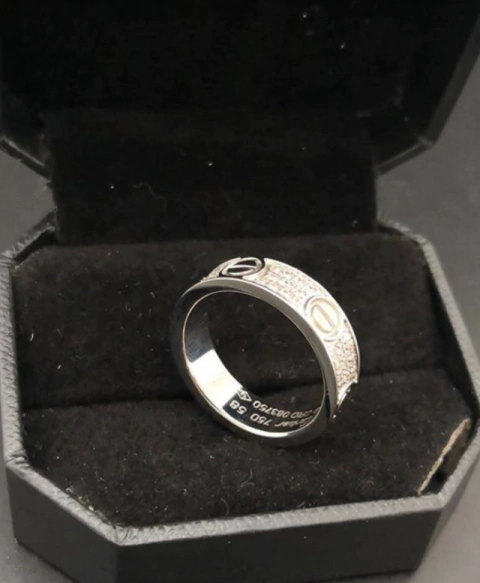 Anel Cartier Love com Brilhantes Prata Italiana