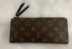 Carteira Louis Vuitton Adele Zíper Duplo Preta Italiana