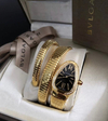 Relógio Bulgari Serpenti Dourado com Fundo Preto e Brilho Duas Voltas Italiana