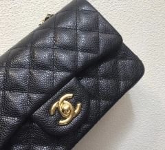Bolsa Chanel 2.55 Clássica Mini Caviar Preta com Dourado Italiana - comprar online