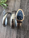 Relógio Bulgari Serpenti Rosé e Prata com Fundo Preto e Brilho Duas Voltas Italiana